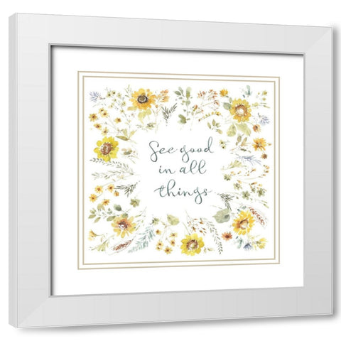 Sunflowers Forever 10 White Modern Wood Framed Art Print with Double Matting by Audit, Lisa