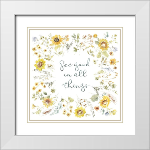 Sunflowers Forever 10 White Modern Wood Framed Art Print with Double Matting by Audit, Lisa