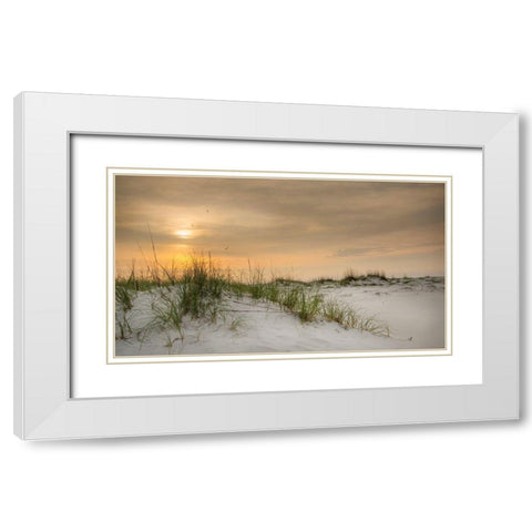 Gulf Sunrise White Modern Wood Framed Art Print with Double Matting by Head, Danny
