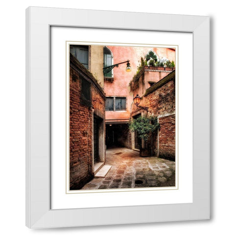 Italian Alleyway White Modern Wood Framed Art Print with Double Matting by Head, Danny