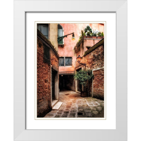 Italian Alleyway White Modern Wood Framed Art Print with Double Matting by Head, Danny