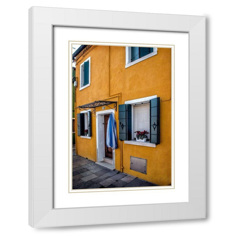 Yellow House White Modern Wood Framed Art Print with Double Matting by Head, Danny