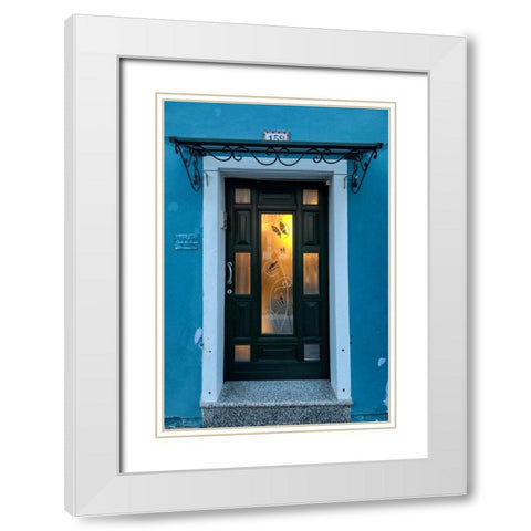 Burano Door I White Modern Wood Framed Art Print with Double Matting by Head, Danny