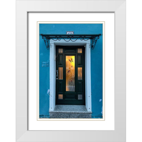 Burano Door I White Modern Wood Framed Art Print with Double Matting by Head, Danny