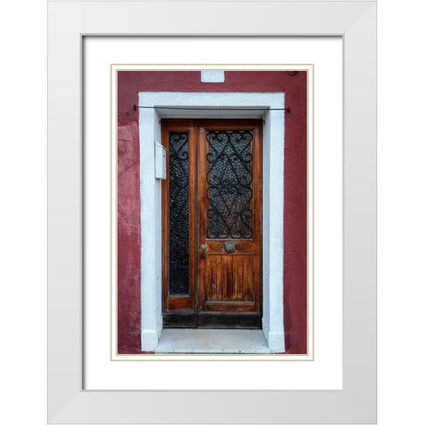 Burano Door III White Modern Wood Framed Art Print with Double Matting by Head, Danny