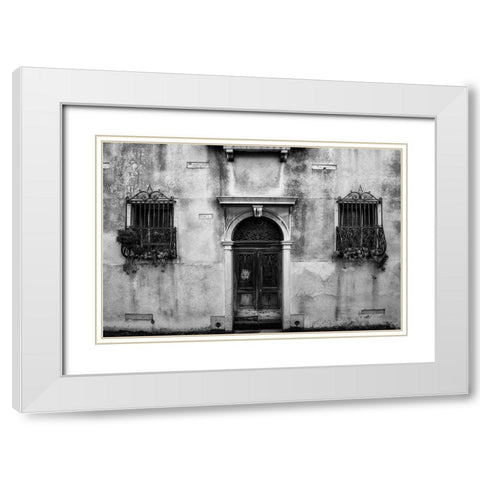 Venetian Wall BW White Modern Wood Framed Art Print with Double Matting by Head, Danny