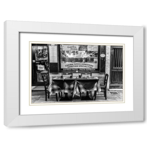 Open Table BW White Modern Wood Framed Art Print with Double Matting by Head, Danny