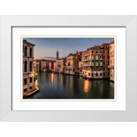 Venice Twilight White Modern Wood Framed Art Print with Double Matting by Head, Danny