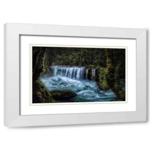 Spirit Falls Panorama White Modern Wood Framed Art Print with Double Matting by Head, Danny