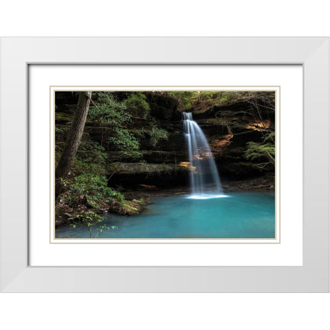 Shangri La White Modern Wood Framed Art Print with Double Matting by Head, Danny