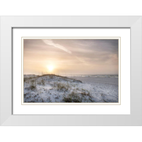 Foggy Dunes White Modern Wood Framed Art Print with Double Matting by Head, Danny