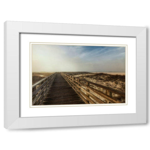 Boardwalk I White Modern Wood Framed Art Print with Double Matting by Head, Danny