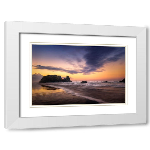 Firey Sunset I White Modern Wood Framed Art Print with Double Matting by Head, Danny