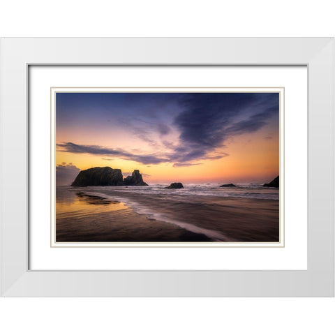 Firey Sunset I White Modern Wood Framed Art Print with Double Matting by Head, Danny