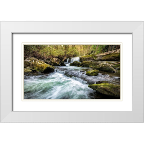 Mountain Creek White Modern Wood Framed Art Print with Double Matting by Head, Danny