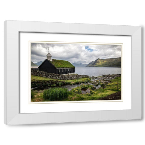 Porkeri Church White Modern Wood Framed Art Print with Double Matting by Head, Danny