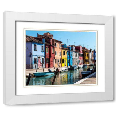 Waking Burano White Modern Wood Framed Art Print with Double Matting by Head, Danny