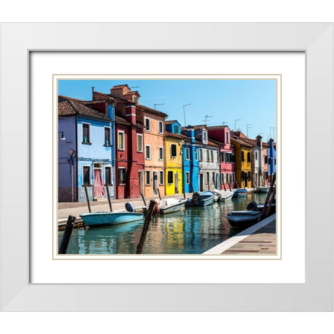 Waking Burano White Modern Wood Framed Art Print with Double Matting by Head, Danny