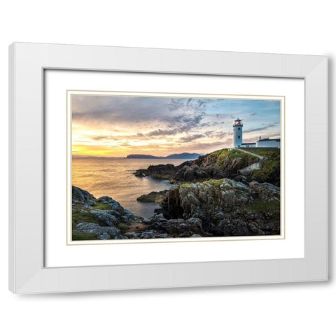 Irish Morning III White Modern Wood Framed Art Print with Double Matting by Head, Danny