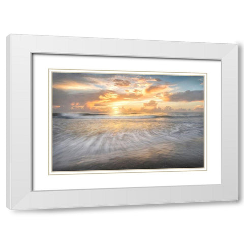Coastal Sunrise I White Modern Wood Framed Art Print with Double Matting by Head, Danny