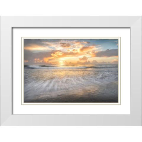 Coastal Sunrise I White Modern Wood Framed Art Print with Double Matting by Head, Danny