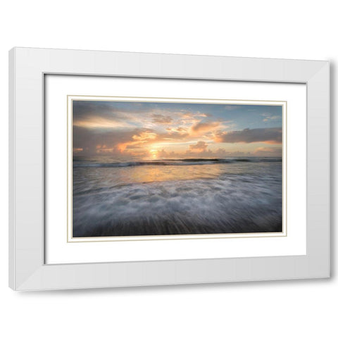 Coastal Sunrise II White Modern Wood Framed Art Print with Double Matting by Head, Danny