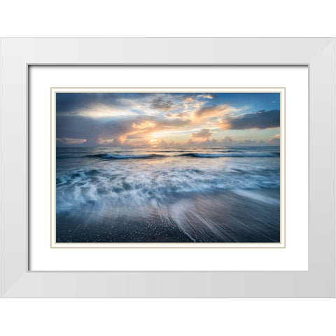 Crystal Blue White Modern Wood Framed Art Print with Double Matting by Head, Danny