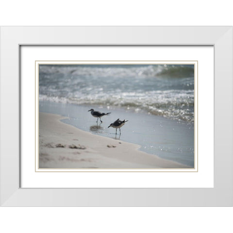 Wading II White Modern Wood Framed Art Print with Double Matting by Head, Danny