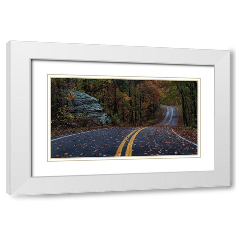 Autumn Drive III White Modern Wood Framed Art Print with Double Matting by Head, Danny