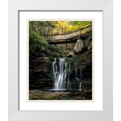 Elakala Falls I White Modern Wood Framed Art Print with Double Matting by Head, Danny