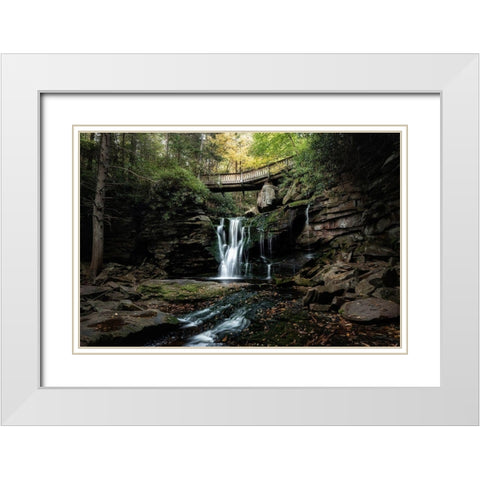 Elakala Falls II White Modern Wood Framed Art Print with Double Matting by Head, Danny