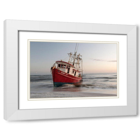 Run Aground I White Modern Wood Framed Art Print with Double Matting by Head, Danny
