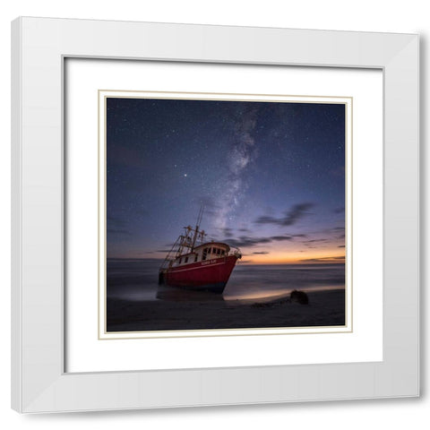 Milky Way Sunset White Modern Wood Framed Art Print with Double Matting by Head, Danny