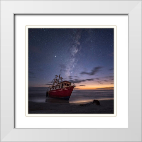 Milky Way Sunset White Modern Wood Framed Art Print with Double Matting by Head, Danny