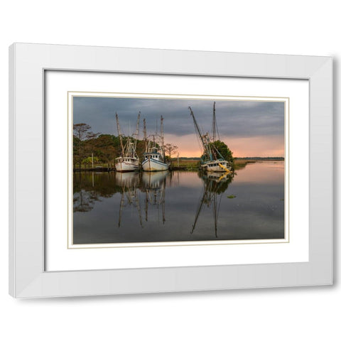 Still Harbor II White Modern Wood Framed Art Print with Double Matting by Head, Danny