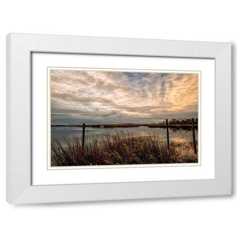 Lagoon Sunset White Modern Wood Framed Art Print with Double Matting by Head, Danny