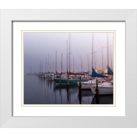 Sleepy Marina White Modern Wood Framed Art Print with Double Matting by Head, Danny