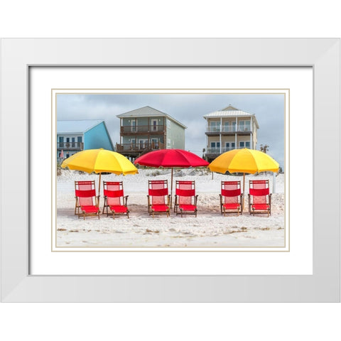 Seating For Six I White Modern Wood Framed Art Print with Double Matting by Head, Danny