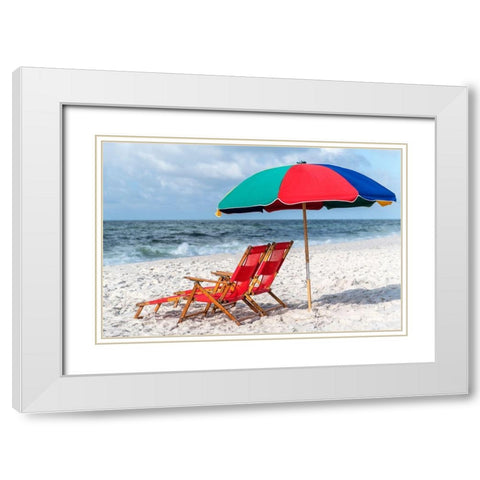 Seating for Two White Modern Wood Framed Art Print with Double Matting by Head, Danny