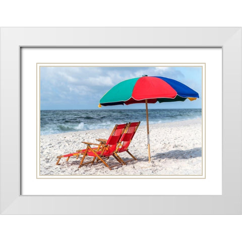 Seating for Two White Modern Wood Framed Art Print with Double Matting by Head, Danny