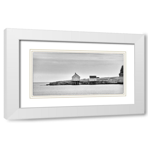 Fishing Shack BandW White Modern Wood Framed Art Print with Double Matting by Head, Danny