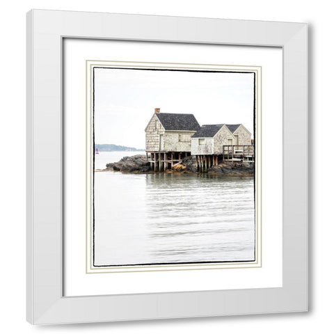Maine Postcard White Modern Wood Framed Art Print with Double Matting by Head, Danny