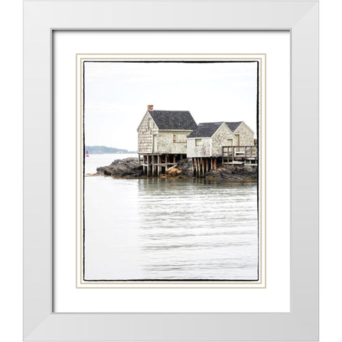 Maine Postcard White Modern Wood Framed Art Print with Double Matting by Head, Danny