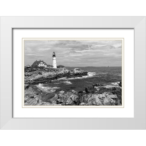 Portland Head White Modern Wood Framed Art Print with Double Matting by Head, Danny