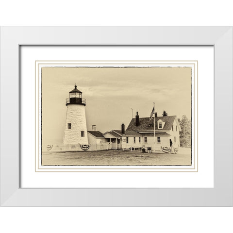 Lighthouse Postcard II White Modern Wood Framed Art Print with Double Matting by Head, Danny