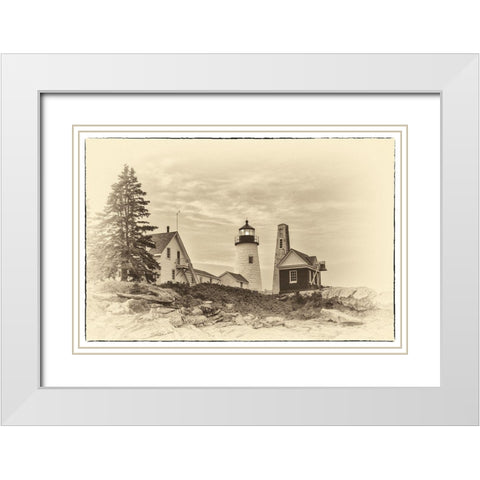 Lighthouse Postcard III White Modern Wood Framed Art Print with Double Matting by Head, Danny