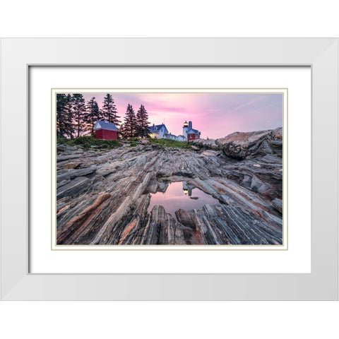 Reflecting Pemaquid White Modern Wood Framed Art Print with Double Matting by Head, Danny