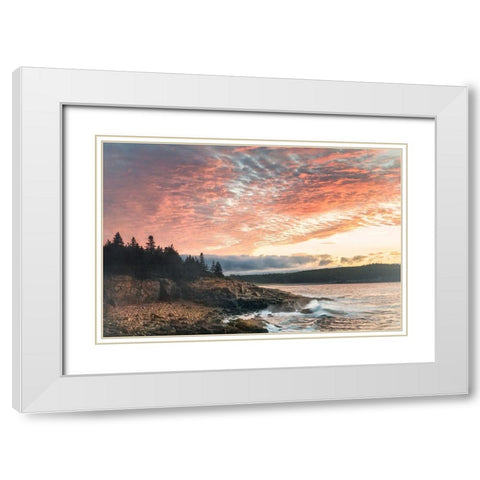 Coastal Sunrise I White Modern Wood Framed Art Print with Double Matting by Head, Danny