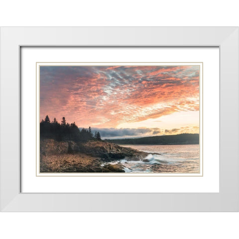 Coastal Sunrise I White Modern Wood Framed Art Print with Double Matting by Head, Danny