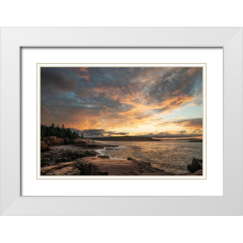 Coastal Sunrise III White Modern Wood Framed Art Print with Double Matting by Head, Danny